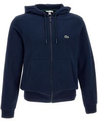 Lacoste - Logo Patch Zip-Up Drawstring Hoodie - Lyst