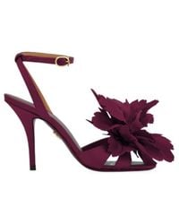 Ferragamo - Flower Embellished High Heel Sandal - Lyst