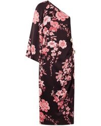 Borgo De Nor - Embellished Printed Satin Midi Dress - Lyst