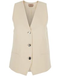 Twinset - V-Neck Buttoned Gilet Jacket - Lyst