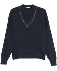 Brunello Cucinelli - Monili-Trim V-Neck Cashmere Top - Lyst