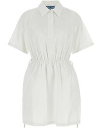 Prada - Short-Sleeved Drawstring Dress - Lyst