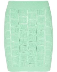 Balmain - Openwork Monogram Knit Skirt - Lyst
