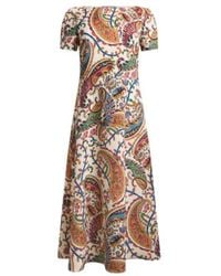 Etro - Paisley Printed Short Sleeved Midi Dress - Lyst