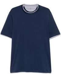 Brunello Cucinelli - Contrast-Trim Cotton T-Shirt - Lyst