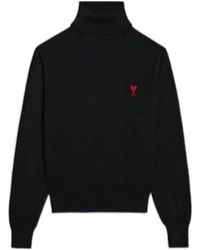 Ami Paris - Logo Embroidered Knitted Jumper - Lyst