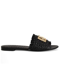 Dolce & Gabbana - Logo Plaque Braided Slippers - Lyst