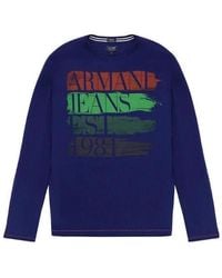 Armani Jeans - T-Shirt With Round Neck And Long Sleeves - Lyst