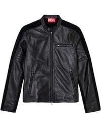 DIESEL - L-Simz Leather Zipped Jacket - Lyst