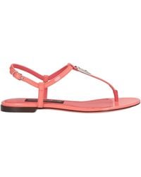 Dolce & Gabbana - Minimalist Leather Patent Leather Strappy Sandals - Lyst