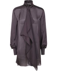 Sacai - Ruffled High-Neck Blouse - Lyst