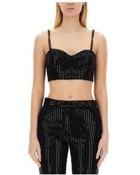 MICHAEL Michael Kors - Pinstripe Sequined Crepe Bustier Top - Lyst