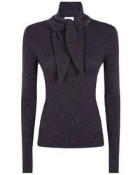 P.A.R.O.S.H. - Ribbed-Knit Pussy-Bow Sweater - Lyst