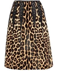 Bottega Veneta - Leopard Print 100% Leather Hair Skirt - Lyst