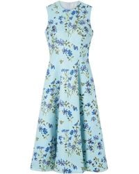 Emilia Wickstead - Floral-Print Faille Midi Dress - Lyst