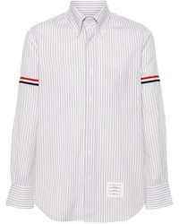 Thom Browne - Vertical Stripe Button-Down Shirt With Rwb Detail - Lyst
