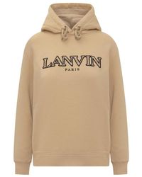 Lanvin - Logo Embroidered Drawstring Hoodie - Lyst