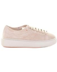 Santoni - Logo Embossed Lace-Up Sneakers - Lyst