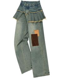 ANDERSSON BELL - Patchwork Pleats Skirt Denim Jeans - Lyst