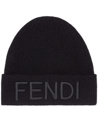 Fendi - Logo Embroidered Knitted Beanie - Lyst