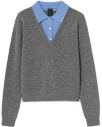 Juun.J - Long-Sleeve Collared Knit Top - Lyst
