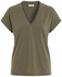Brunello Cucinelli - Monili-Trim V-Neck T-Shirt - Lyst