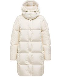 Moncler - Litte Square-Quilted Hooded Long Down Jacket - Lyst