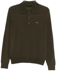 Prada - Long-Sleeved Knitted Polo Shirt - Lyst