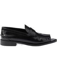 Prada - Leather Ruched Cutout Loafers - Lyst