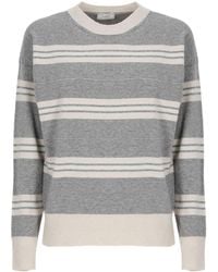 Peserico - Striped Crew-Neck Knitted Sweater - Lyst