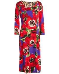 Dolce & Gabbana - Midi Dress Silk, Elastane - Lyst