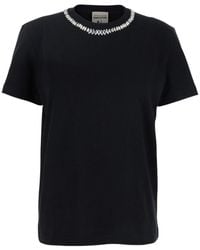 Semicouture - Semi Couture Round Neck T-Shirt With Embellishments - Lyst