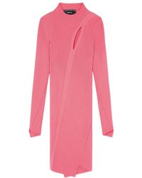 Versace - Ribbed-Knit Slashed Minidress - Lyst