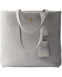 Prada - Large Leather Tote Bag - Lyst