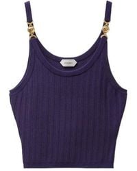 Versace - Stretch Viscose Mesh Ribbed Knit Top - Lyst