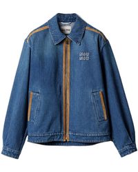 Miu Miu - Denim And Leather Blouson Jacket - Lyst