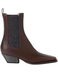 Brunello Cucinelli - Chunky Heeled Ankle Boots - Lyst