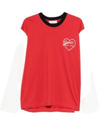 Lanvin - Long-Sleeved Cotton T-Shirt With Heart-Shaped Logo - Lyst