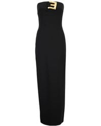 Balmain - Buckle Embellished Strapless Maxi Dress - Lyst