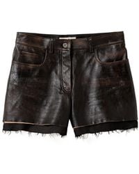 Miu Miu - Nappa Leather Shorts - Lyst