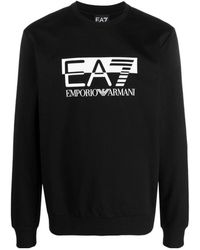 EA7 - Logo-Print Cotton Sweatshirt - Lyst