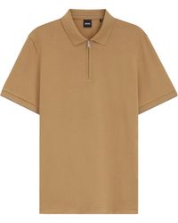 BOSS - Zip-Fastening Short-Sleeve Polo Shirt - Lyst