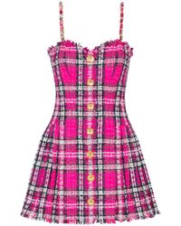 Balmain - Plaid Dress With Chain Straps - Lyst