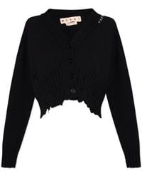 Marni - Distressed Cropped Knitted Cardigan - Lyst