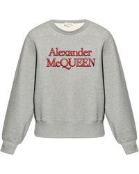 McQueen - Logo Embroidered Crewneck Sweatshirt - Lyst