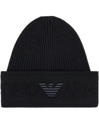 Emporio Armani - Logo Embroidered Knitted Beanie - Lyst