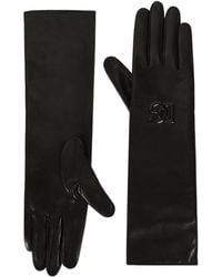 Dolce & Gabbana - Embossed-Logo Leather Gloves - Lyst