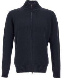 Kangra Cashmere - Kangra Ribbed Zip Stand-Collar Cardigan - Lyst