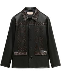 Marni - Leather Jacket With Studded Front - Lyst