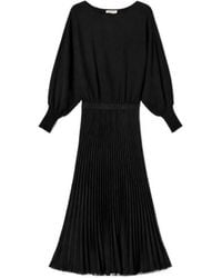Twinset - Pleated Lace-Trim Midi Dress - Lyst